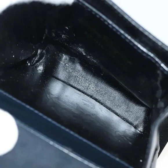 Salvatore Ferragamo Gancini Shoulder Bag Leather Suede Navy Gold Auth - Picture 12 of 16